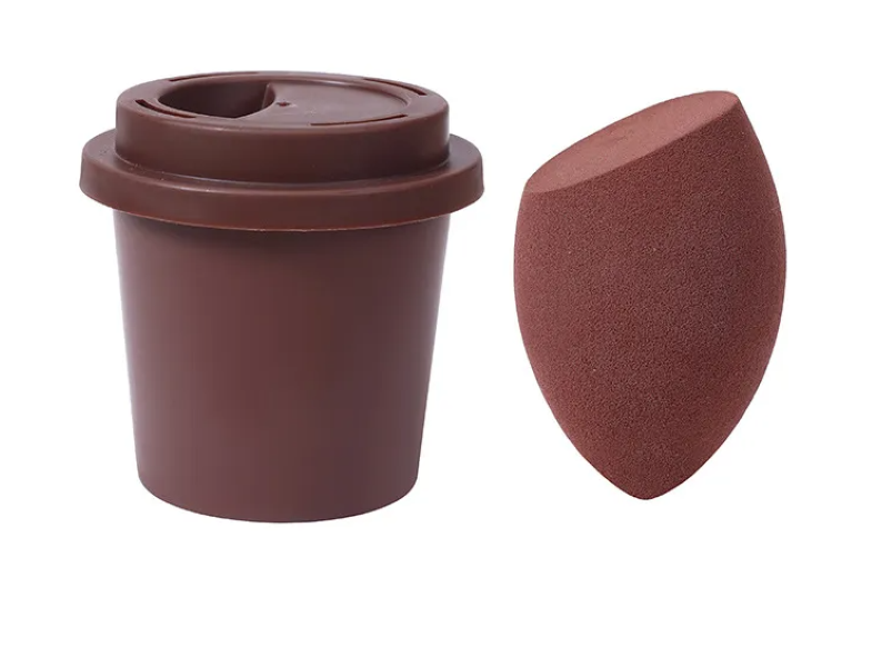 Egg-Shaped Makeup Blender Sponge and Ventilated Coffee Cup Holder Set