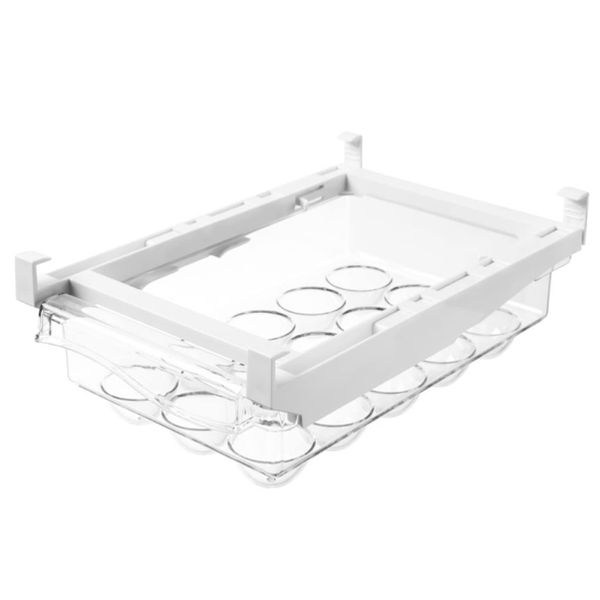 Pull-Out Fridge Drawer Organizer, Adjustable Storage Box for Eggs