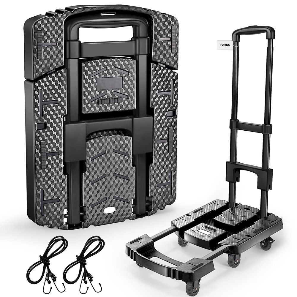 Topika - Folding Hand Truck , Portable Heavy Duty Dolly Cart with 6 Wheels