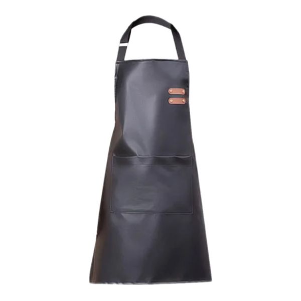 Black Faux Leather Cooking and Catering Apron