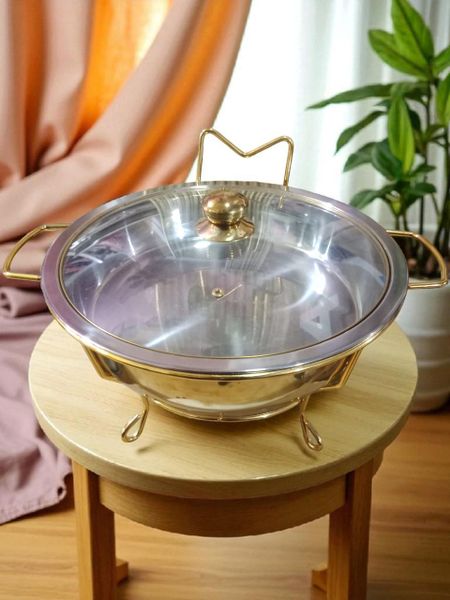6 Liter Gold Chafing Dish with Glass LID