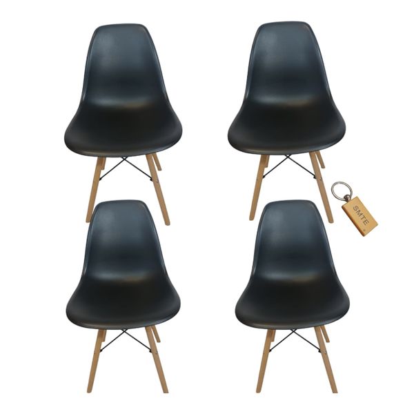 Smte-Plastic Chair With Wooden Leg Set of 4+ SMTE Keychain