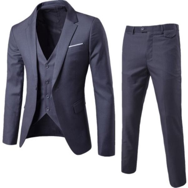Men's 3 Piece - Notched Lapel - Jacket Vest &Trousers Set - Grey | Shop ...
