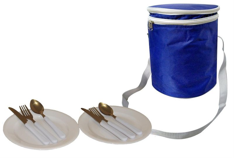 Blue with Silver Trim 2 Person Picnic Cooler Bag