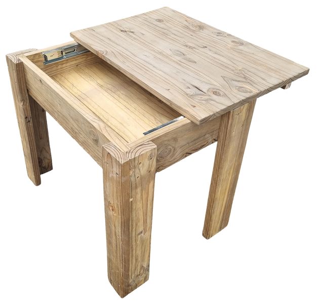 Wooden Kids Table with Sliding Top Storage - Rustic Pine