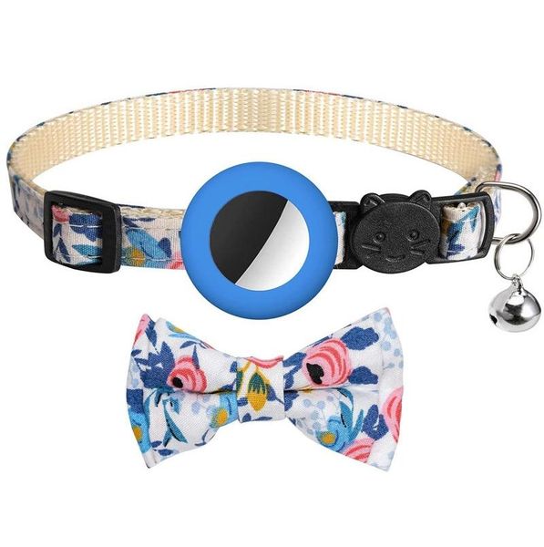 BasicX Adjustable Cat Breakaway Collar with Bowtie &amp; Bell for Apple AirTag