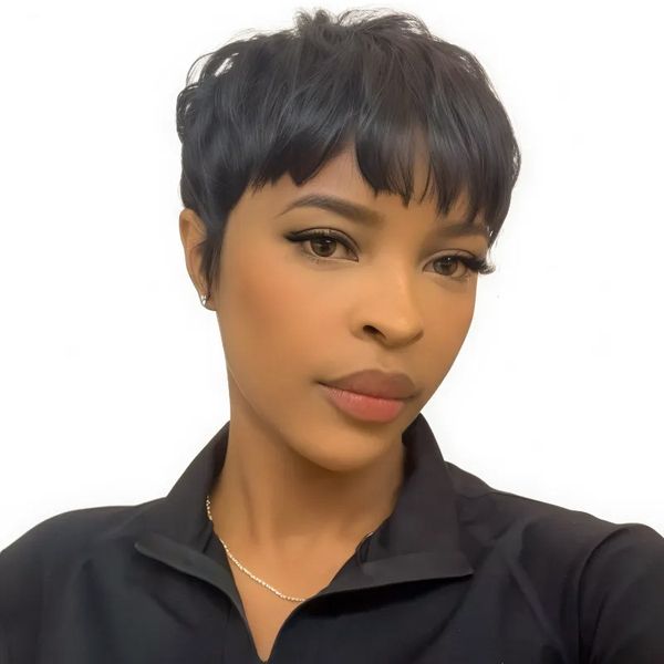 Brazilian Hair Glueless Pixie Cut Straight Wig-Full Machine Made Wig-VSP