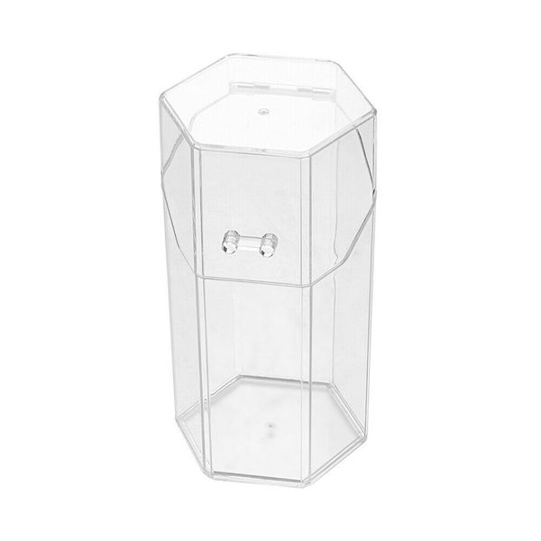 Hexagon Acrylic Make-Up Brush Holder With Pearls - Pink