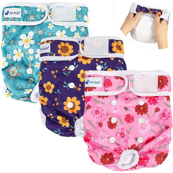 Reusable Female Dog Diaper 3-Pack | Heat &amp; Incontinence Protection -XL Size