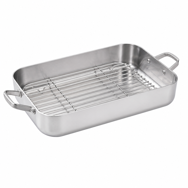 Stainless Steel Roaster Pan 40.5x30.5x7.6cm with Wire Rack