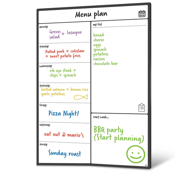 Fridge Calendar Meal Planner And Shopping List White Board