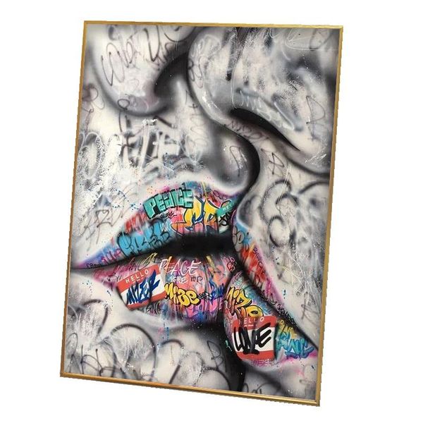 Canvas Art: Modern Art - Kiss (40 x 60cm Frame Included)