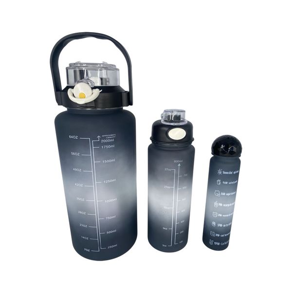3-in-1 Motivational Water Bottle with Straw - 1005
