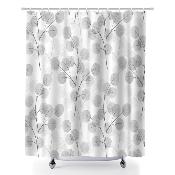 Floral Waterproof Fabric Bath Curtain, 180x180cm Decorative Shower Curtain