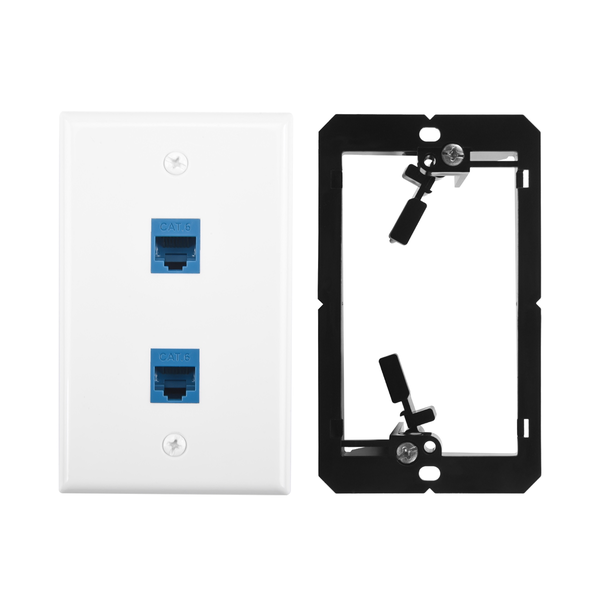 Ethernet Wall Plate with Low Voltage Mounting Bracket Single Gang