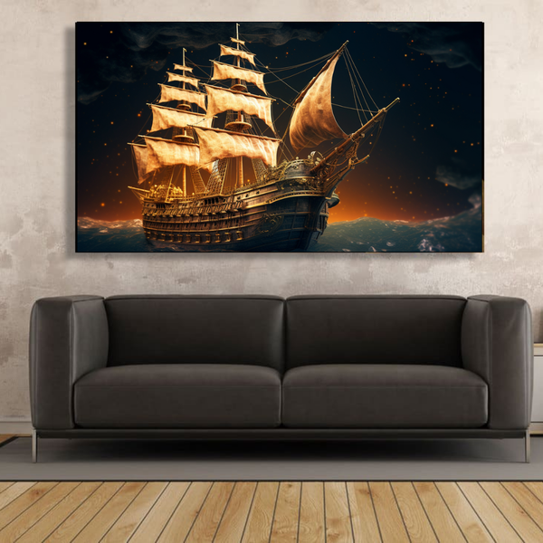 Canvas Wall Art -Majestic Galleon Sail Abstract -IM0095