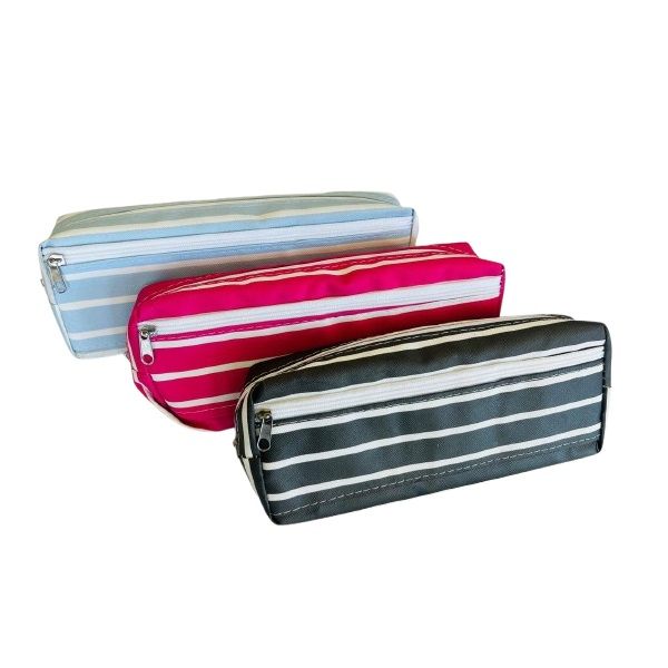 School Value Pack Stripe Design Pencil Bag 32cm x 9cm (Set of 3)