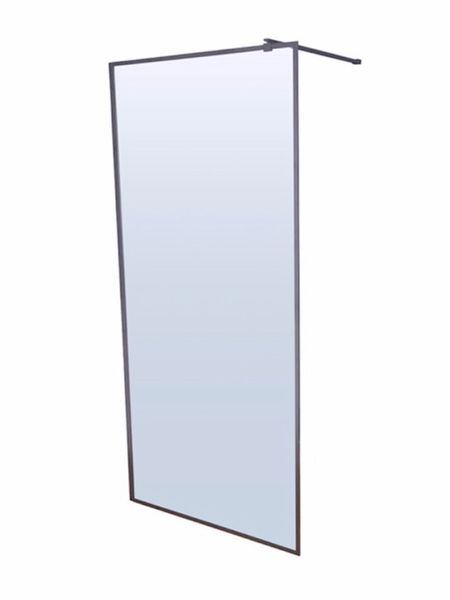 Shower Screen Walk in Panel Black Framed Clear Glass Size 1200mm X 2000mm