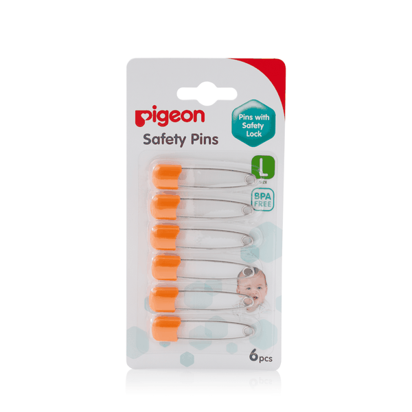 Pigeon Large Safety Pins 6 Pack Durable,Multi-Purpose Baby Care Essentials