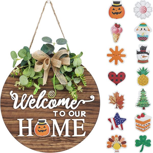 Wooden WELCOME Hanging Wall Decoration Wooden Pendant