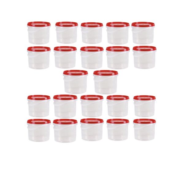 22Pcs Clear Plastic Food Buckets With Lids - 1 Litre (Pack of 22)