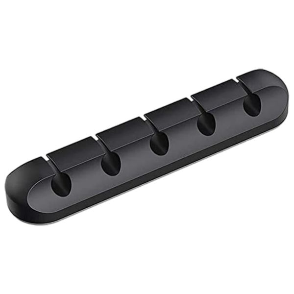 Anti-Winding Cord Cable Organizer Soft Silicone Desk Cable Holder Black