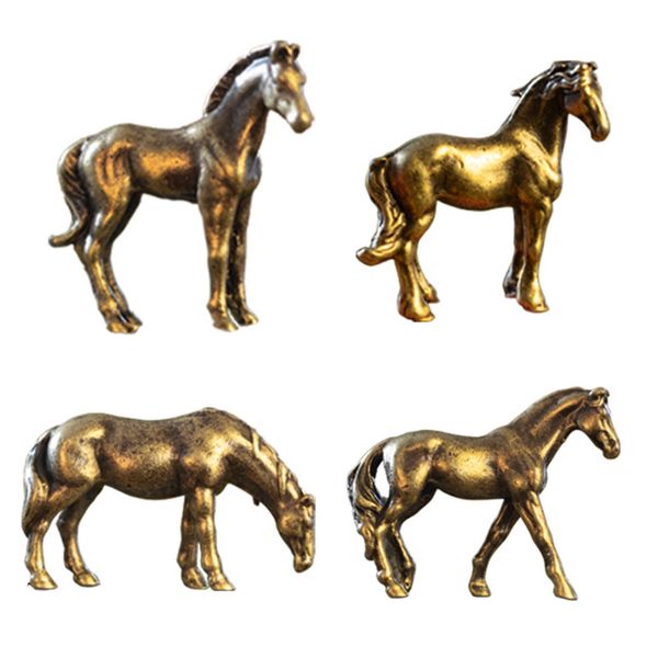Room Decor 4 Piece Alloy Miniature Horses Set, Small Pony Figurines