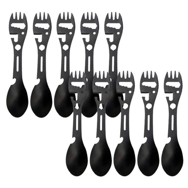 Outdoor Multifunctional Stainless Steel Fork Spoon Can Opener Opener Wrench