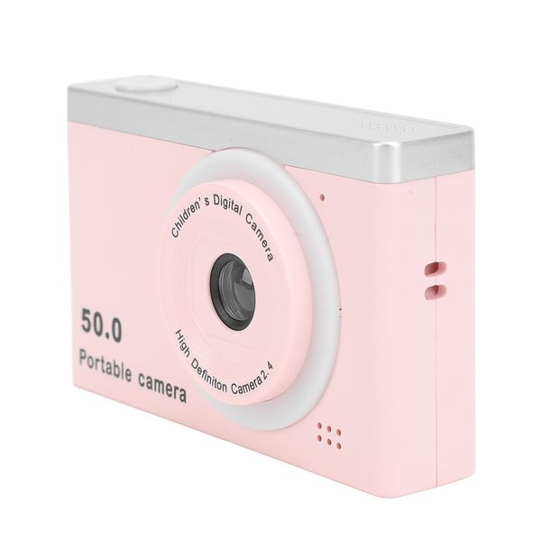 Compact Kids Camera, 50MP, 8X Zoom, Front Rear Lenses, With Filter, Pink
