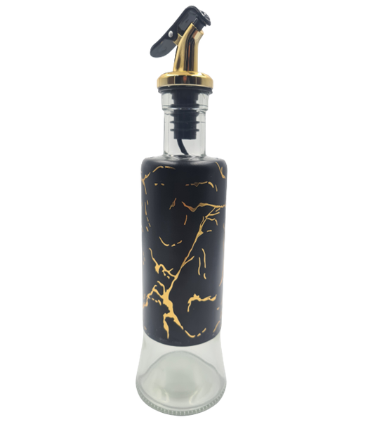 Marble Effect Oil &amp; Vinegar Bottle - Black