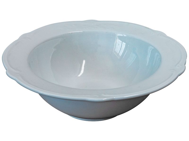 Bowl Round White Embossed Rim 22.5x7 set of 2