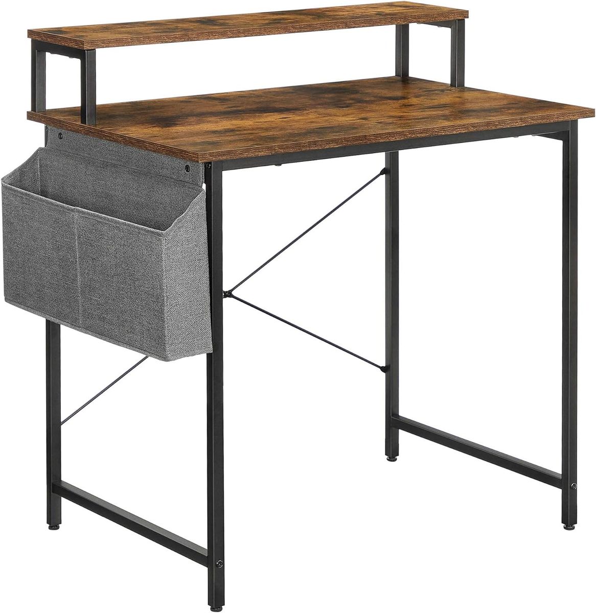 VASAGLE 80cm Work Desk with Computer Monitor Stand & Fabric Storage Bag