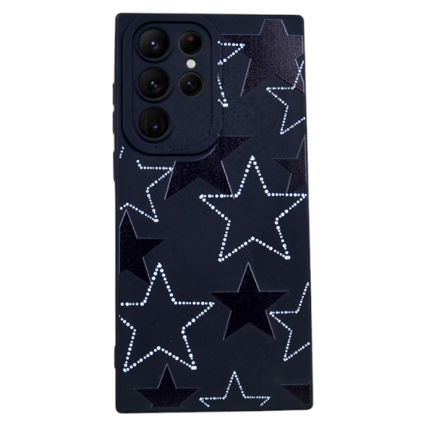 High Quality Stars Pattern Phone Case Compatible With Samsung Galaxy S22 Ultra - Black
