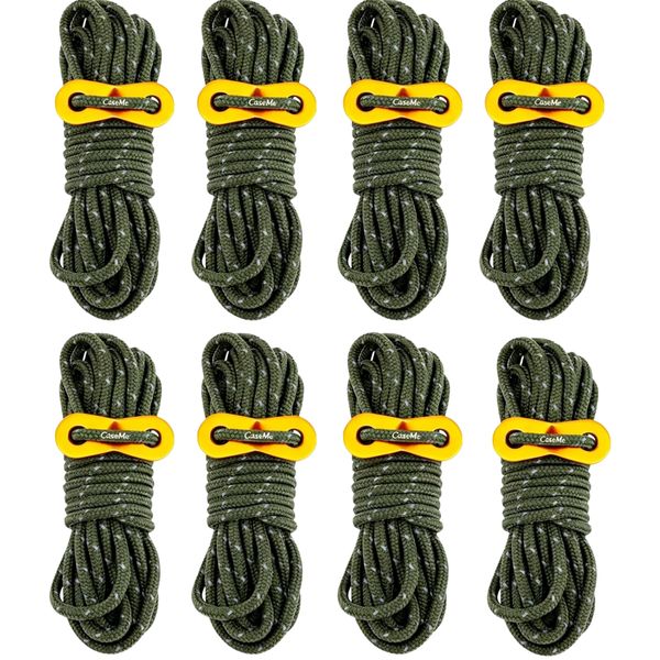 CaseMe 5mm Guy Lines Ultralight Tent Cords with Adjuster Tensioner - 4m