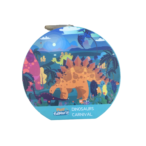 60 pieces Jigsaw Puzzle with Handle Box - Dinosaurs Carnival
