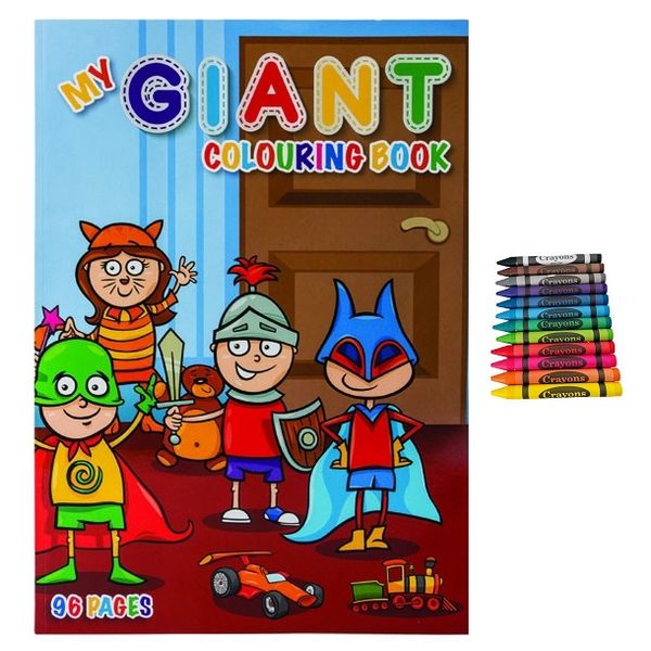 My Giant A3 Colouring Book (96 Pages) &amp; 12 Piece Jumbo Wax Crayons