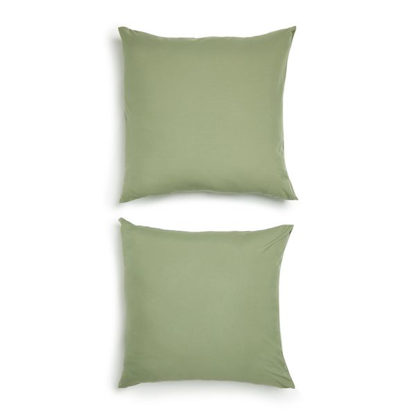 George &amp; Mason- Microfibre Continental 2 Pack Pillowcases - Olive Green