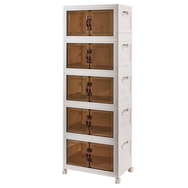 Chenshia 5-Tier Foldable Closet Organizer and Stacking Storage with Wheels
