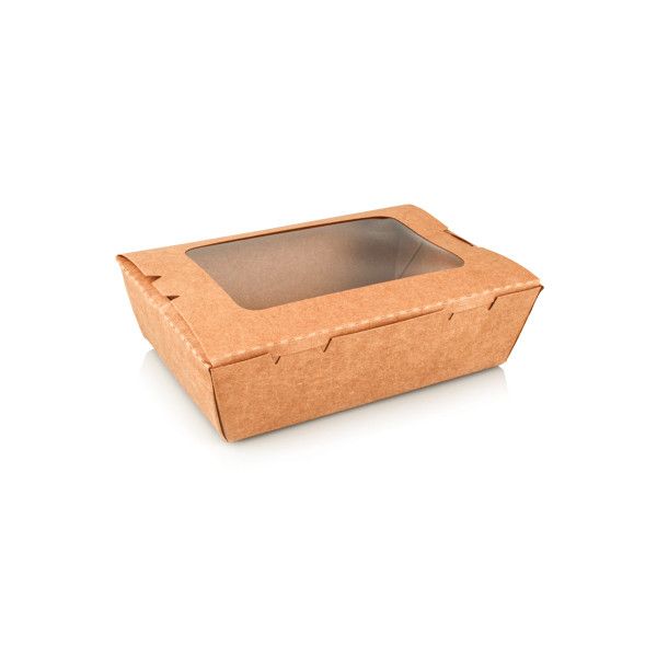 Salad Box Kraft with Clear Window 700ml - 25 Pack