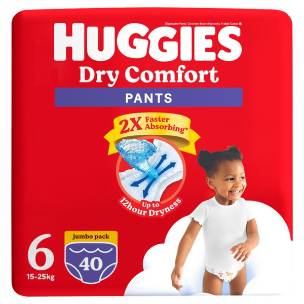 Huggies Dry Comfort Pants - Size 6 Moving Baby - 40 Pants Jumbo Pack