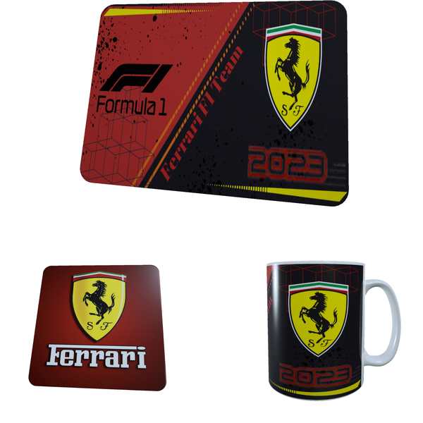 Formula 1 2023 - Ferrari - Coffee Mug, Coaster, and Mouse Pad Combo