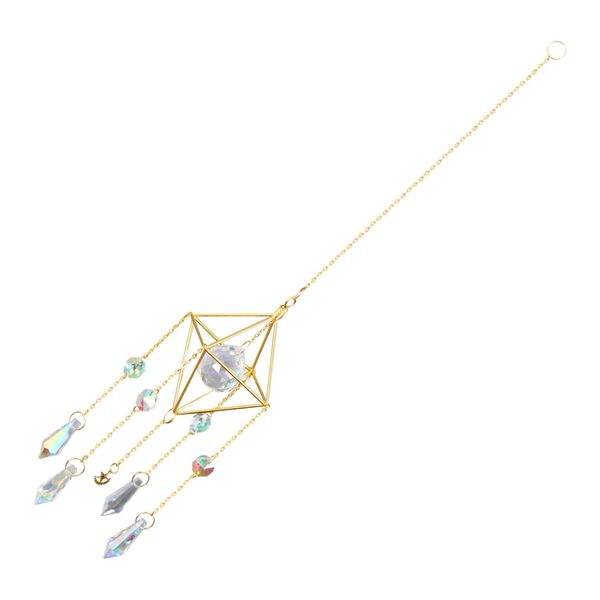 Sun Catcher,Gold Plated Celestial Suncatcher,Sun &amp; Moon with Crystals
