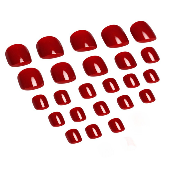 24 Piece - Glossy Red Press-On Toenail Set