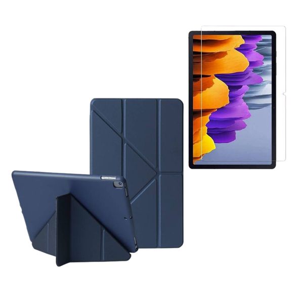 Trifold Flip Case &amp; Screen Protector Compatible With Samsung S9FE 10.9"-Blue