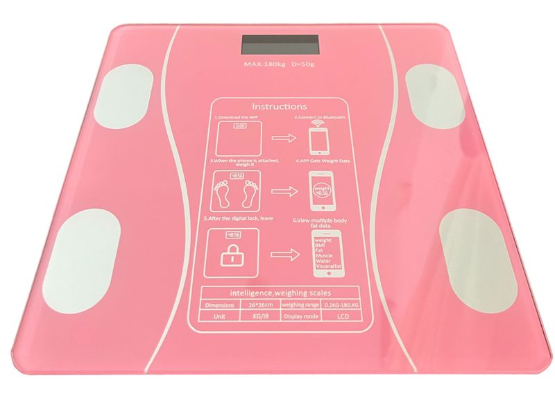 Body Weight, Fat &amp; BMI Bluetooth Scale - Pink
