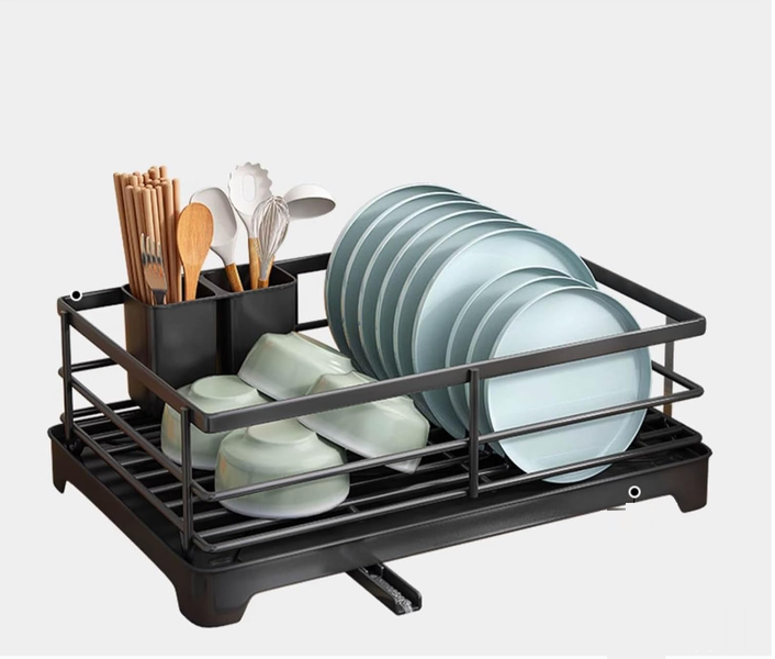 Multi-functional Black Dish Drainer &amp; Kitchen Utensil Organizer - AB-143
