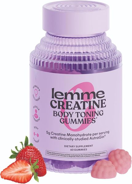 Lemme Creatine Monohydrate Gummies for Women and Men, 5g Dose (60 gummies)