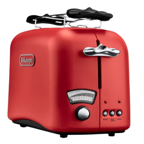 Delonghi Argento 2 Slice Toaster Red With set of 3 Teacloths Combo