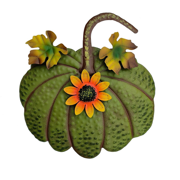 Metal Pumpkin Garden Stake Fall Decor Yard Stake Sign Decor Green B