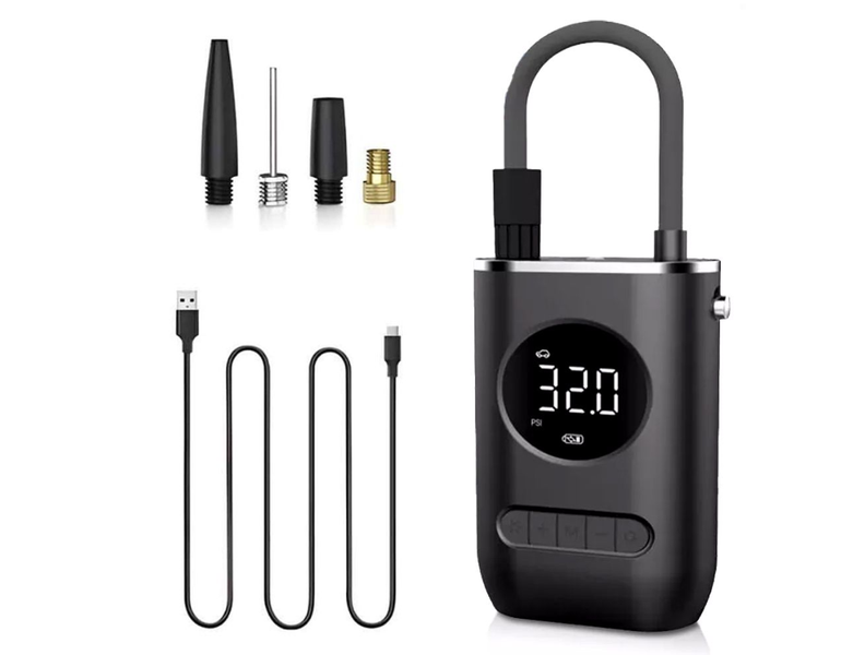 Compact Rechargeable Tyre Inflator Pump - 150 PSI, LED, USB Charging